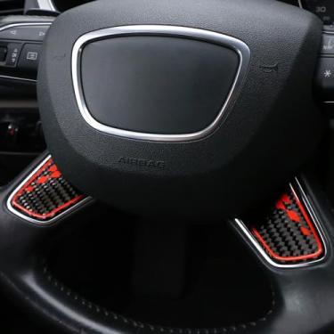 Imagem de BETTERHUMZ Adesivo de painel de volante compatível com Audi A6 C7 A7 Allroad Sportback Hybrid 2012-2018 Fibra de Carbono Adesivo de Desempenho Esportivo Acessórios Interiores (Preto)