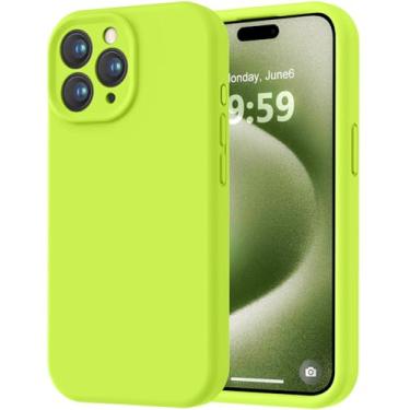 Imagem de LOVE 3000 Capa projetada para iPhone 15 Pro, silicone premium com forro de microfibra macio antiarranhões, capa protetora à prova de choque para homens, mulheres e meninas de 6,1 polegadas, verde