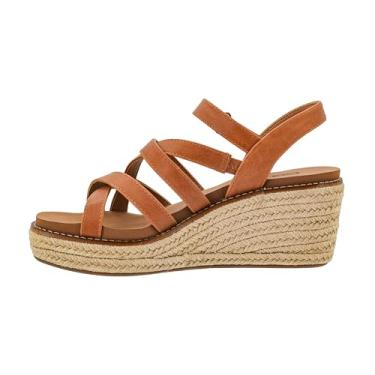 Imagem de Corkys Footwear Cunha feminina All Nighter de 7,5 cm – possui um salto envolto em juta, uma parte superior elegante com tiras e palmilhas de espuma de memória EVA para conforto o dia todo, Conhaque,