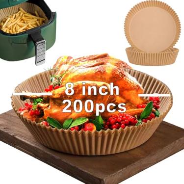 Imagem de Forros de fritadeira a ar descartáveis para ninja, forros de fritadeira a ar de 4 qt, 200 peças de forros para fritadeira a ar ninja, forros de papel para fritadeira a ar descartáveis, redondos de 20
