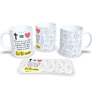 Imagem de Caneca Evangelica de Porcelana Personalizada Religião Cristã Ele Vive