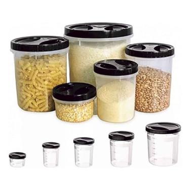 Imagem de Kit Jogo 5 Potes De Rosca Grande Porta Mantimentos Cozinha Alimentos Resistente - Preto