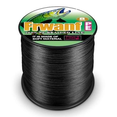Imagem de FRWANF Linha de pesca trançada de 8 fios - sem desbotamento - elasticidade zero - baixa memória, 0,1-1 mm/2,7-136 kg/100-2000 m pesca marítima, pesca lago, pesca de rio, água salgada, linha de pesca de fibra UHMWPE 4,5 kg-109 metros