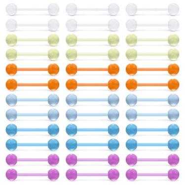 Imagem de Lcolyoli Anéis de mamilos que brilham no escuro, joias de plástico e aço cirúrgico, piercing de mamilo, 14G, retentor de barra de língua para mamilos para mulheres e homens, Acrílico, acrílico