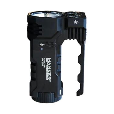 Imagem de Manker Ranger MK39 II Combo holofote e holofote, 9 fontes de LED, 25.000 lúmens 1120 m, lanterna de alta potência/luz de pesquisa potente (preto, 1x holofote branco frio + 8 x holofotes brancos frios