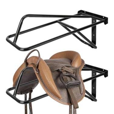 Imagem de HDYEGY 2 unidades de suporte dobrável para sela, suporte de parede para sela ocidental e inglês para sala de aderência de cavalos, estábulo, celeiro