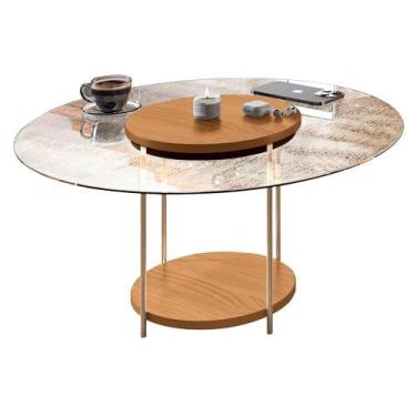 Imagem de Mesa de Centro Sky Redonda com Tampo de Vidro - HB Móveis, Cinamomo