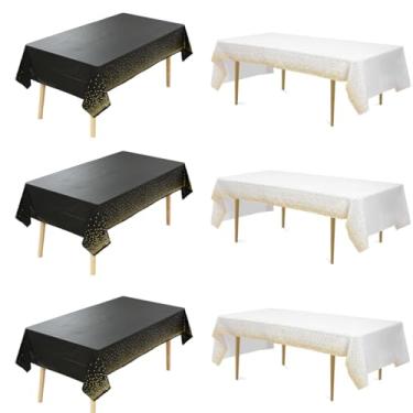 Imagem de AIBEARTY Pacote com 6 toalhas de mesa descartáveis, toalha de mesa retangular para festas de casamento em ouro rosa, decoração para aniversário, Natal, aniversário, churrascos, eventos de chá de bebê,