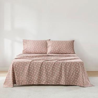 Imagem de Lush Decor Jogo de lençol Zara de algodão floral com 4 peças, terracota, floral, casal - roupa de cama para adolescentes - decoração vintage