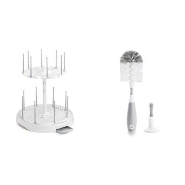 Imagem de Escorredor e escova de garrafas Munchkin High Capacity Grey