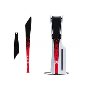 Imagem de Pacote com 2 decalques protetores de vinil cobertura total à prova de poeira compatível com console PlayStation PS5 Pro (padrão aranha)