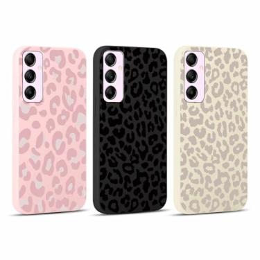 Imagem de RUMDEY Pacote com 3 capas de telefone fofas com estampa de chita para Samsung Galaxy A56 de 6,7 polegadas, capas estéticas com design de leopardo de silicone macio fino TPU à prova de choque para