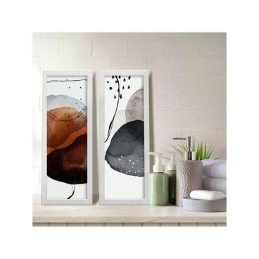 Imagem de Kit 2 Quadros Decorativos Banheiro Lavabo Abstrato Cores Sobrias - NoB