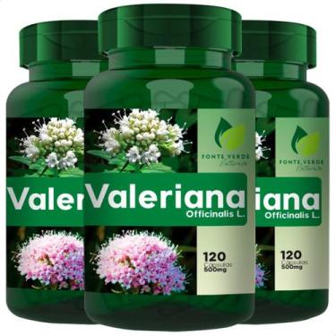 Imagem de 3 Potes Valeriana 100% Natural Kit 360 Cáps - Fonte Verde