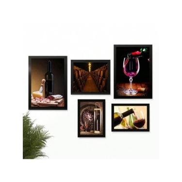 Imagem de Kit 5 Quadros Decoração Placas Area de Churrasco Cerveja Marcas Bar Bu