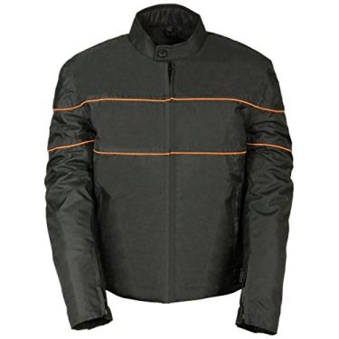 Imagem de NexGen SH2285 Jaqueta têxtil masculina preta com listras laranja estilo scooter - Grande