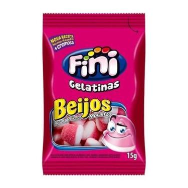 Imagem de Kit c/ 6 Bala de Gelatina Morango Beijos Fini Pacote 15g