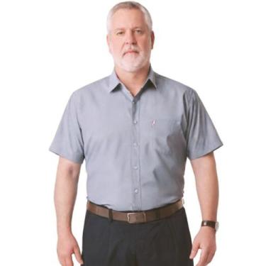 Imagem de Camisa Social Microleve Manga Curta Plus Size Não Amassa - C&C, Cinza,