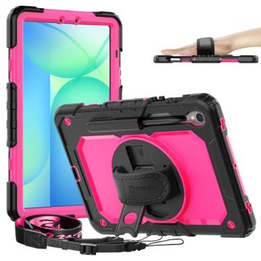 Imagem de Timecity Capa para Samsung Galaxy Tab S10 FE/ S9 FE 5G 10,9 polegadas/S9 11 polegadas - Capa protetora resistente com protetor de tela, suporte giratório, alça de ombro e suporte para caneta S |