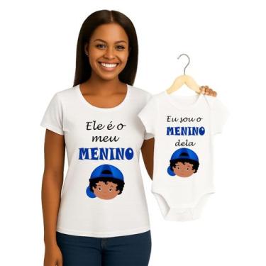 Imagem de Camiseta e Body de Bebê Meu Menino Kit Tal Mãe Tal Filho - Calupa, adu