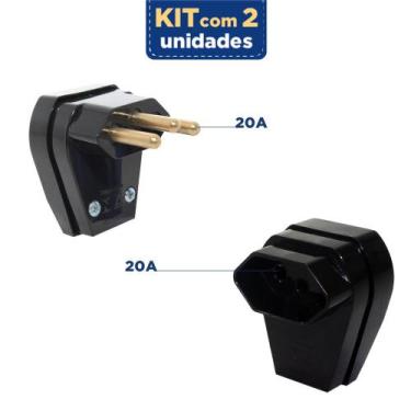 Imagem de Kit Plugue Fêmea + Macho 20A 2P T com Prensa 10972 Pezzi