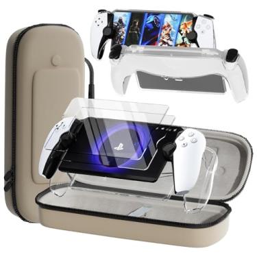 Imagem de QUAGGY 3-in-1 Accessoris Kit Compatible with Playstation Portal, EVA Carrying Case for PS Portal with Clear Skin Protective Cover, 2 Pack Screen Protectors(Gold bag)