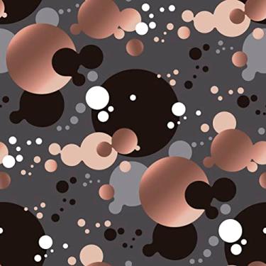 Imagem de Papel De Parede 12m Adesivo Lavável Bolas Preto Rosê Gold