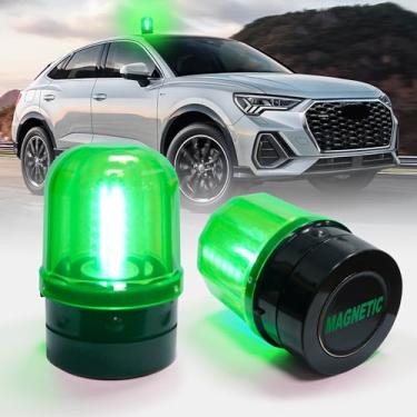Imagem de ELLUMIN Farol giratório verde de 15 cm, luz rotativa LED estroboscópica com base magnética para veículos, empilhadeiras, tratores, carrinhos de golfe, ônibus e boate, bar de festa (verde, 1 pacote com