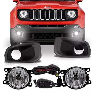 Imagem de Kit Farol de Milha Renegade 2015 a 2017 Moldura Cinza Botão Alternativo Colante Suits - STS091JP