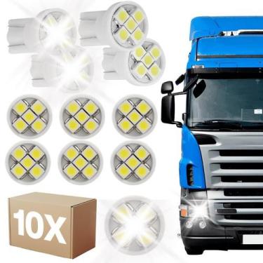 Imagem de Kit 10 Lâmpada Caminhão LED Pingo T10 24V Meia Luz Branca - Autovex