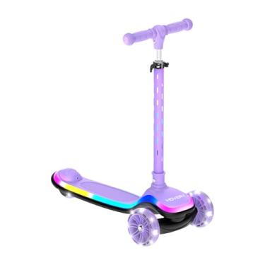 Imagem de Hover-1 Chroma Scooter dobrável para crianças com luzes multicoloridas, rodas dianteiras de 7,6 cm, freio de pé traseiro e capacidade de peso de 50 kg