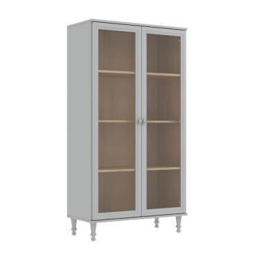 Imagem de Cristaleira Estante Para Livros Ditália 2 Portas Vidro E-957 Cor:cinza
