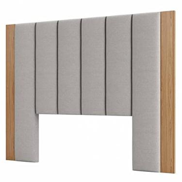 Imagem de Cabeceira Cama Casal Estofada 1,75m Dalla Costa 100% MDF Cor: Freijó/Cinza