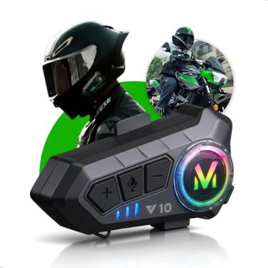 Imagem de Fone de Ouvido Bluetooth RGB para Capacete de Moto, Comunicador Intercomunicador Sem Fio, Headset com Iluminação