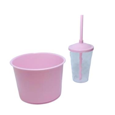 Imagem de Kit 30 Cinema Cristal Balde Pipoca 1,5L + Copo Twister 400ML - festas - aniversário - Lembrancinhas (ROSA BB/CRISTAL)