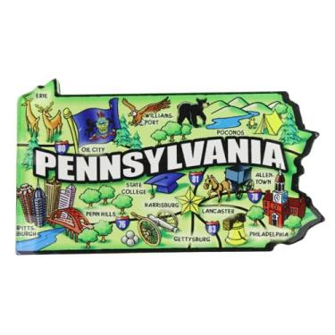 Imagem de Ímã de acrílico colorido do estado da Pensilvânia, lembrança de geladeira de viagem de marco histórico, lembrança colecionável, 9 x 5 cm