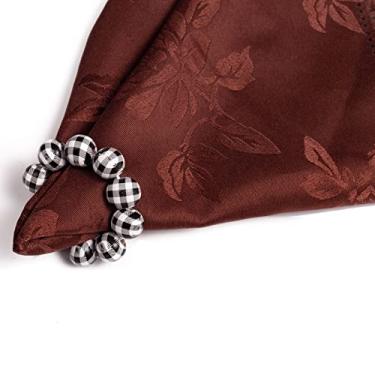 Imagem de Decoendiy Peças Porta-Guardanapos De Madeira Com Contas Xadrez Búfalo, Suportes Naturais Para Mesa, Guirlanda Fivela Casamento, Festa Natal, Decoração Feriado (Preto E Branco)
