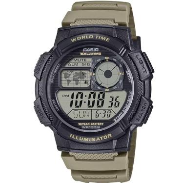 Imagem de Casio Série AE-1000W | Relógio digital masculino | Preto/Cinza | 100 m WR | Hora mundial | Exibição multihorário | Temporizador de contagem regressiva | Cronômetro | Retroiluminação LED | Calendário