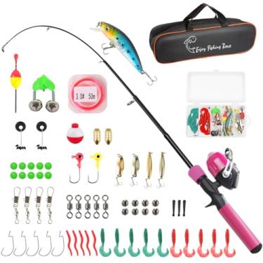 Imagem de Kit de vara de pesca infantil, kit de vara telescópica de 159 cm e carretel para iniciantes com carretel Spincast, caixa de equipamento, bolsa de transporte, equipamento de pesca para meninos, meninas