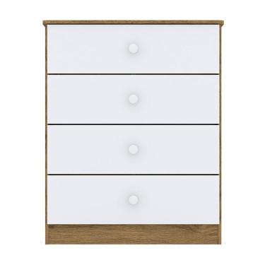 Imagem de Cômoda Infantil Amarelinha Rústico Branco – Henn