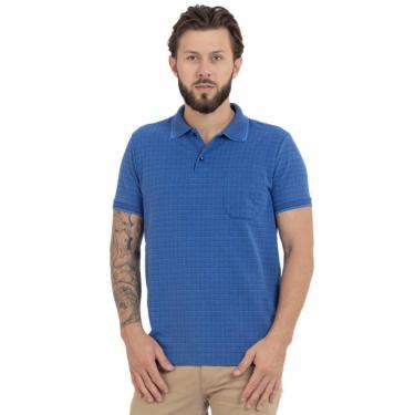 Imagem de Camisa Polo Masculina Xadrez Bolso Algodão