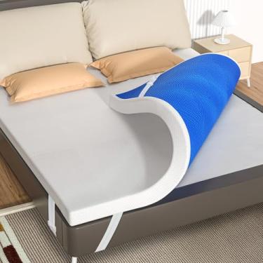 Imagem de WAVV Cobertura de colchão King de espuma viscoelástica de gel de 7,6 cm, almofada de resfriamento, com capa removível e lavável, alivia a dor nas costas, alivia a pressão