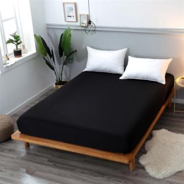 Imagem de Lençol com elástico extraprofundo, elegante conforto de qualidade de hotel, 1 peça, bolso profundo de até 40,6 cm - ultramacio, sem vincos, fácil de cuidar (A, casal)