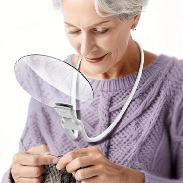 Imagem de Lupa 5X De Pescoço Suporte Mãos Livres Para Leitura Bordado - Tatudebo