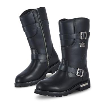 Imagem de RiderVibe Botas masculinas de couro PU à prova d'água com zíper lateral para motocicleta, trabalho ao ar livre, Preto, 44