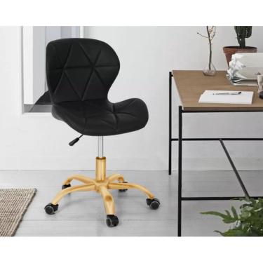 Imagem de Cadeira Office Eiffel - Botonê | Preta - Dourado Matte