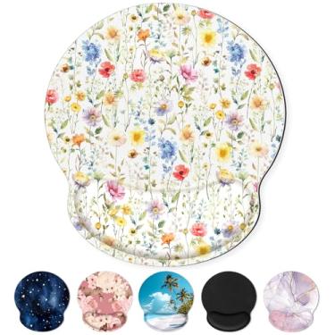 Imagem de KONVINIT Mouse pad ergonômico com descanso de pulso, pequeno mousepad com base de borracha antiderrapante e superfície lisa, mouse pads florais para mesa, acessórios de mesa de escritório