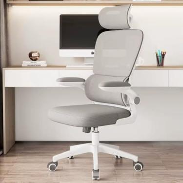 Imagem de BlidShop Cadeira de Escritório Ergonômica Florença, Tela Mesh Premium, Apoio Lombar Ajustável, Suporta 120kg, Altura Regulável (Branca e cinza)