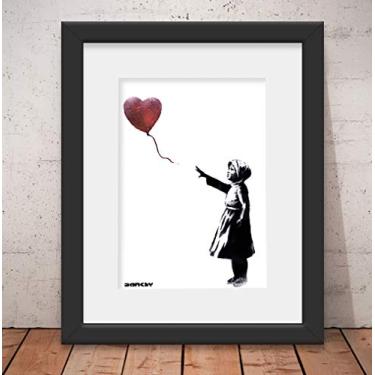 Imagem de Quadro Decorativo Banksy Menina Síria com Balão Graffiti - : Vidro Antireflexo e Paspatur Tam: 56x46cm