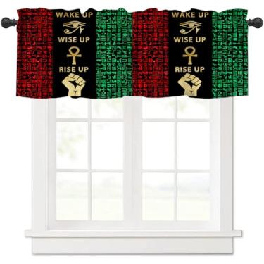 Imagem de AAVEUP Cortina de saia do Egito Misterioso Egito Antigo Besouro Vintage Faraó Gato Preto Tratamento de Janelas para Cozinha Meninas Quarto Sala de Estar 137 x 45 cm